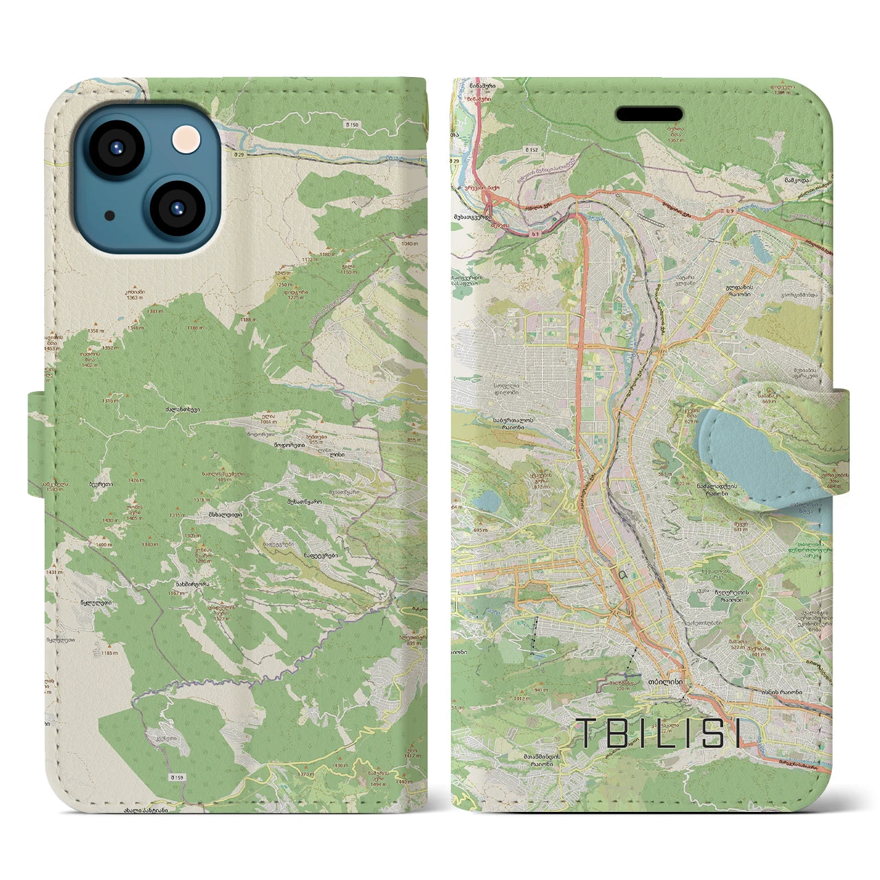 【トビリシ(ジョージア)】地図柄iPhoneケース(手帳タイプ)