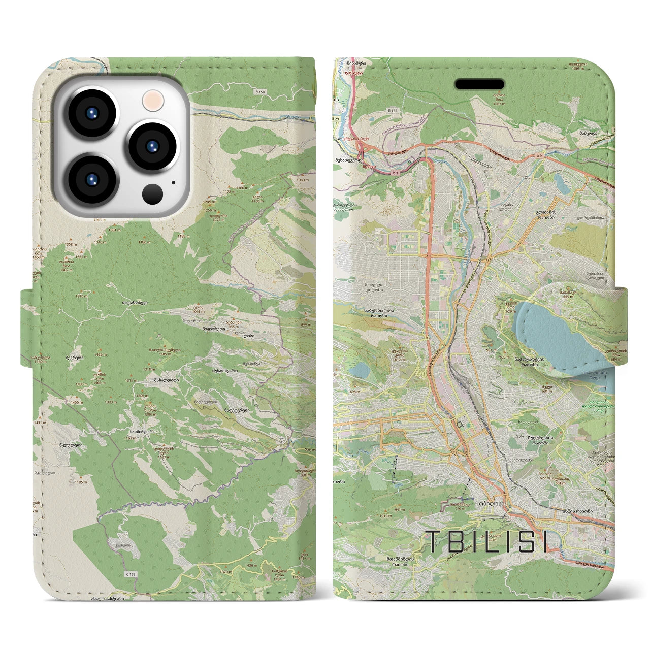 【トビリシ(ジョージア)】地図柄iPhoneケース(手帳タイプ)