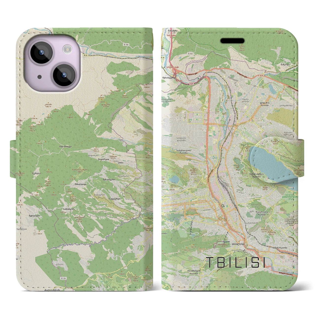 【トビリシ(ジョージア)】地図柄iPhoneケース(手帳タイプ)