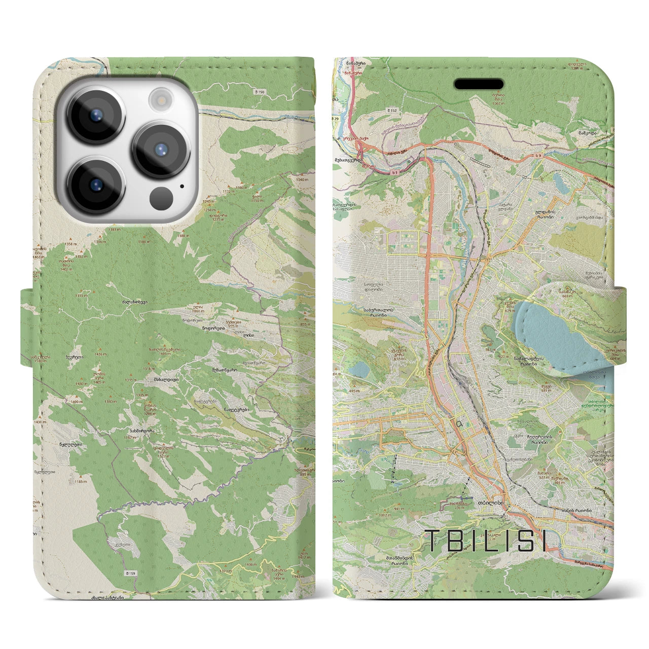 【トビリシ(ジョージア)】地図柄iPhoneケース(手帳タイプ)