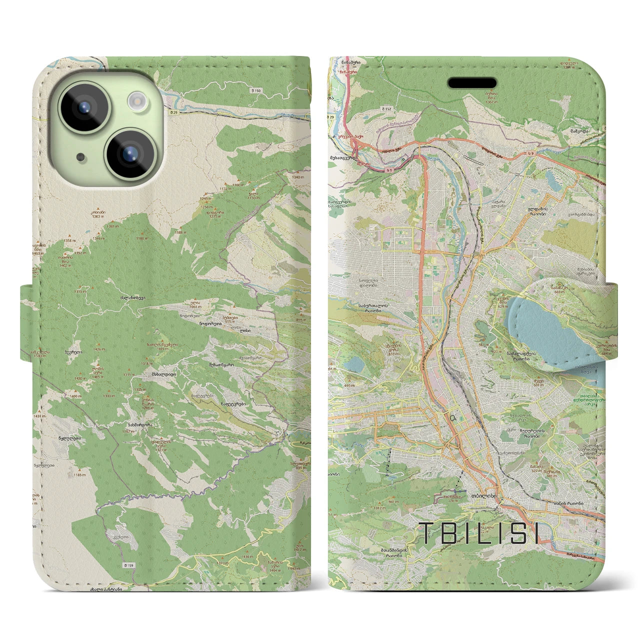 【トビリシ(ジョージア)】地図柄iPhoneケース(手帳タイプ)