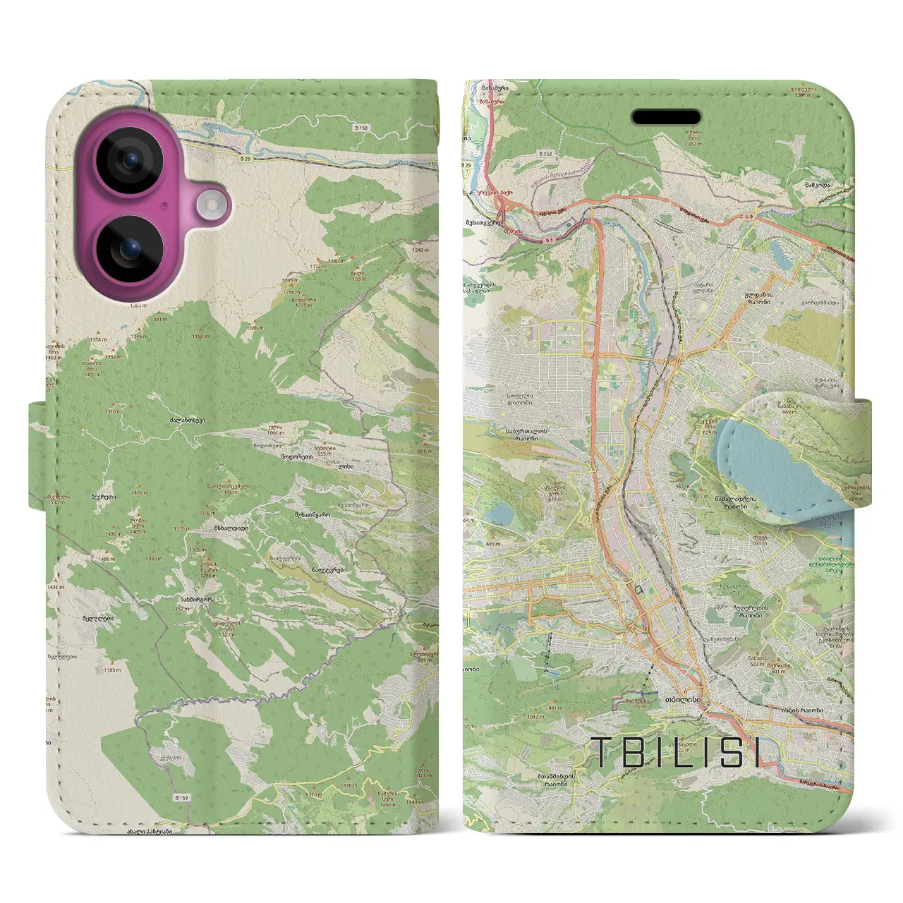 【トビリシ(ジョージア)】地図柄iPhoneケース(手帳タイプ)