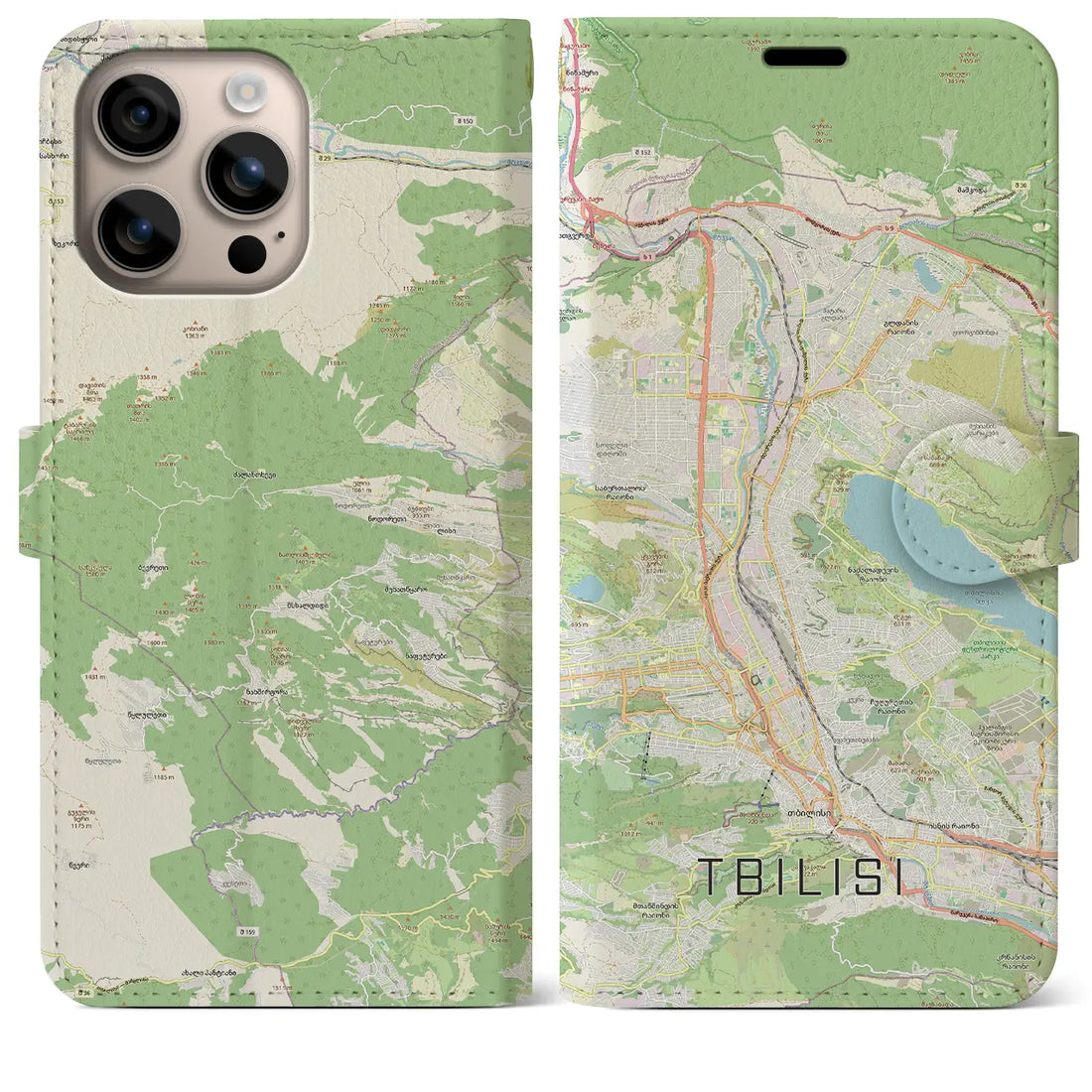 【トビリシ(ジョージア)】地図柄iPhoneケース(手帳タイプ)