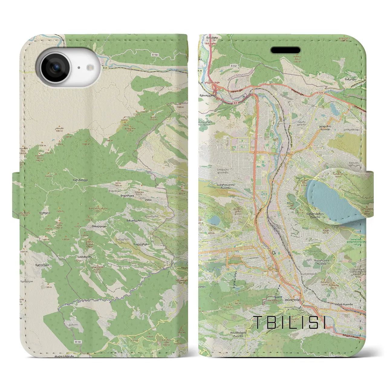 【トビリシ(ジョージア)】地図柄iPhoneケース(手帳タイプ)
