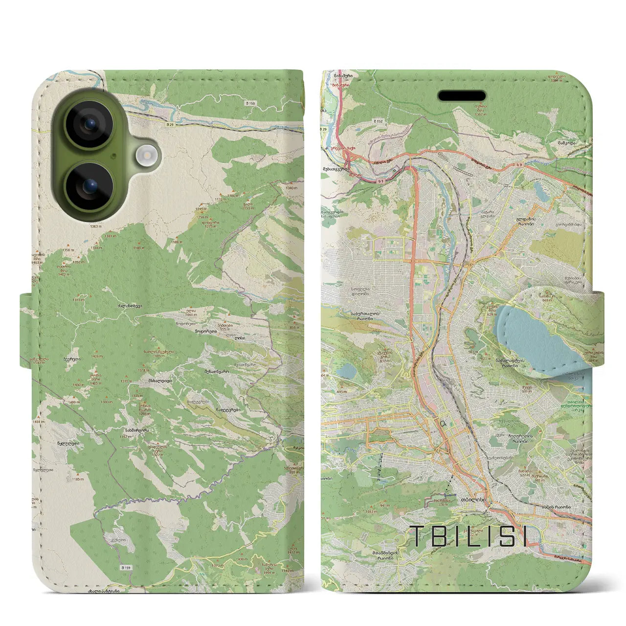 【トビリシ(ジョージア)】地図柄iPhoneケース(手帳タイプ)