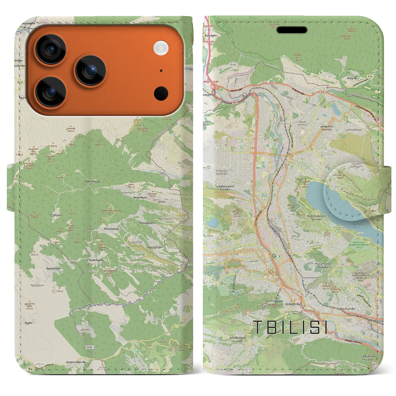 【トビリシ(ジョージア)】地図柄iPhoneケース(手帳タイプ)ナチュラル・iPhone 17 Pro Max 用