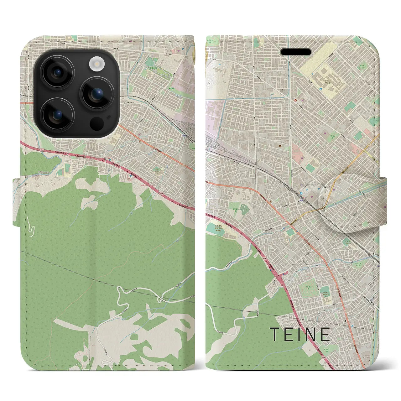 【手稲(北海道)】地図柄iPhoneケース(手帳タイプ)ナチュラル・iPhone 16 用