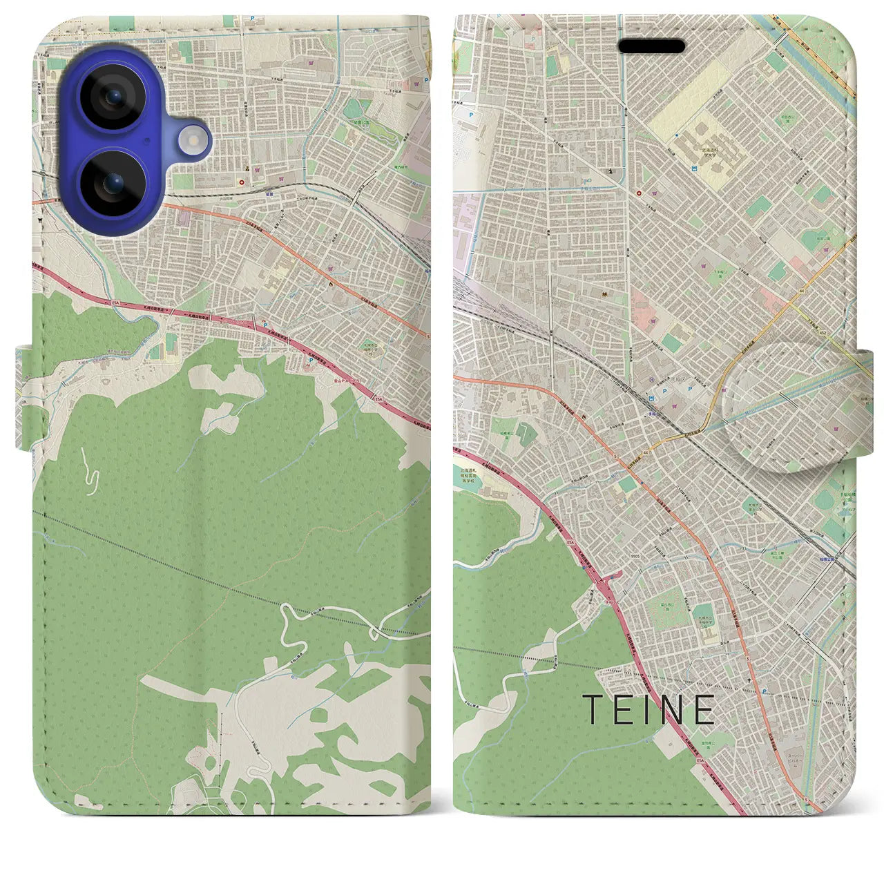 【手稲(北海道)】地図柄iPhoneケース(手帳タイプ)ナチュラル・iPhone 16 Pro Max 用