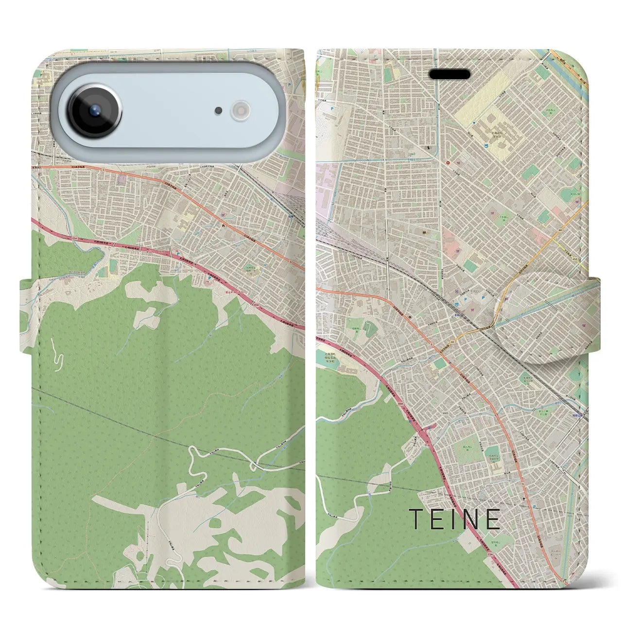 【手稲(北海道)】地図柄iPhoneケース(手帳タイプ)モノトーン・iPhone 17 Pro Max 用