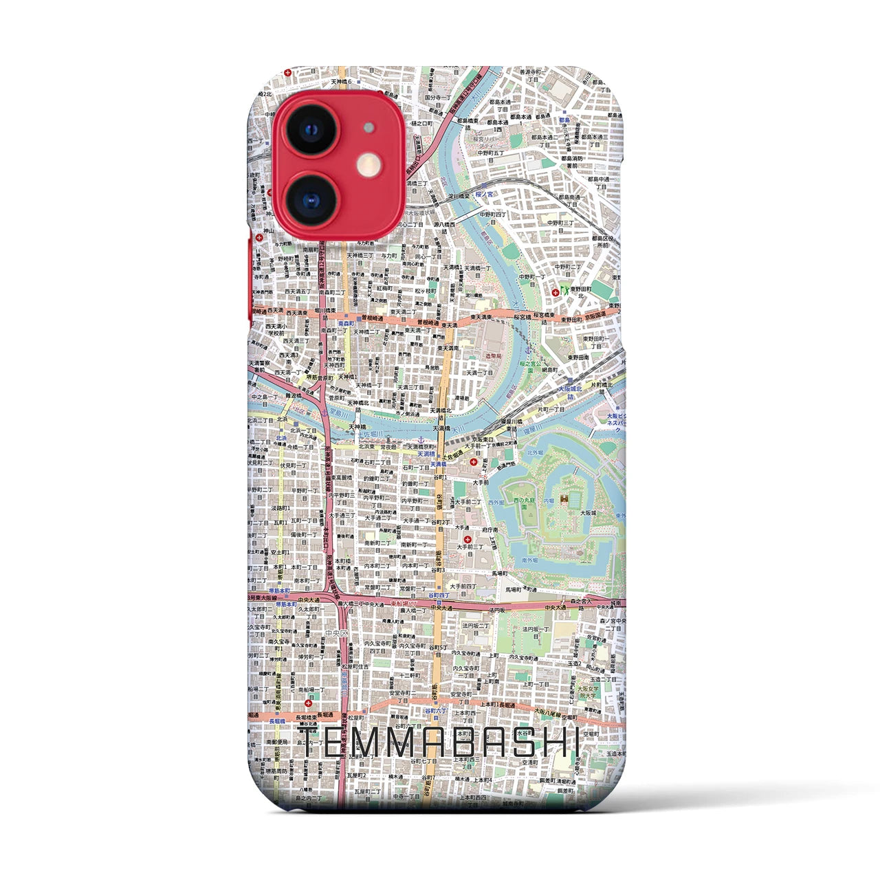 【天満橋(大阪府)】地図柄iPhoneケース(バックカバータイプ)ナチュラル・iPhone 11 用