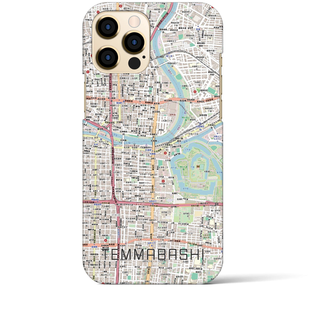 【天満橋(大阪府)】地図柄iPhoneケース(バックカバータイプ)ナチュラル・iPhone 12 Pro Max 用