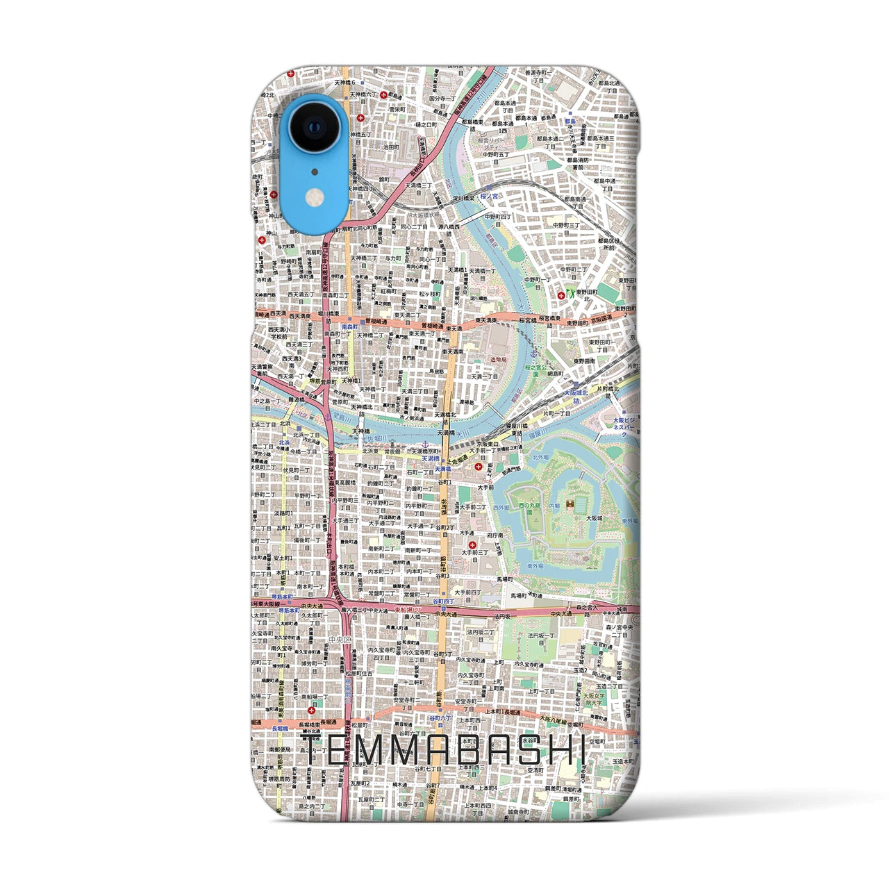 【天満橋(大阪府)】地図柄iPhoneケース(バックカバータイプ)ナチュラル・iPhone XR 用