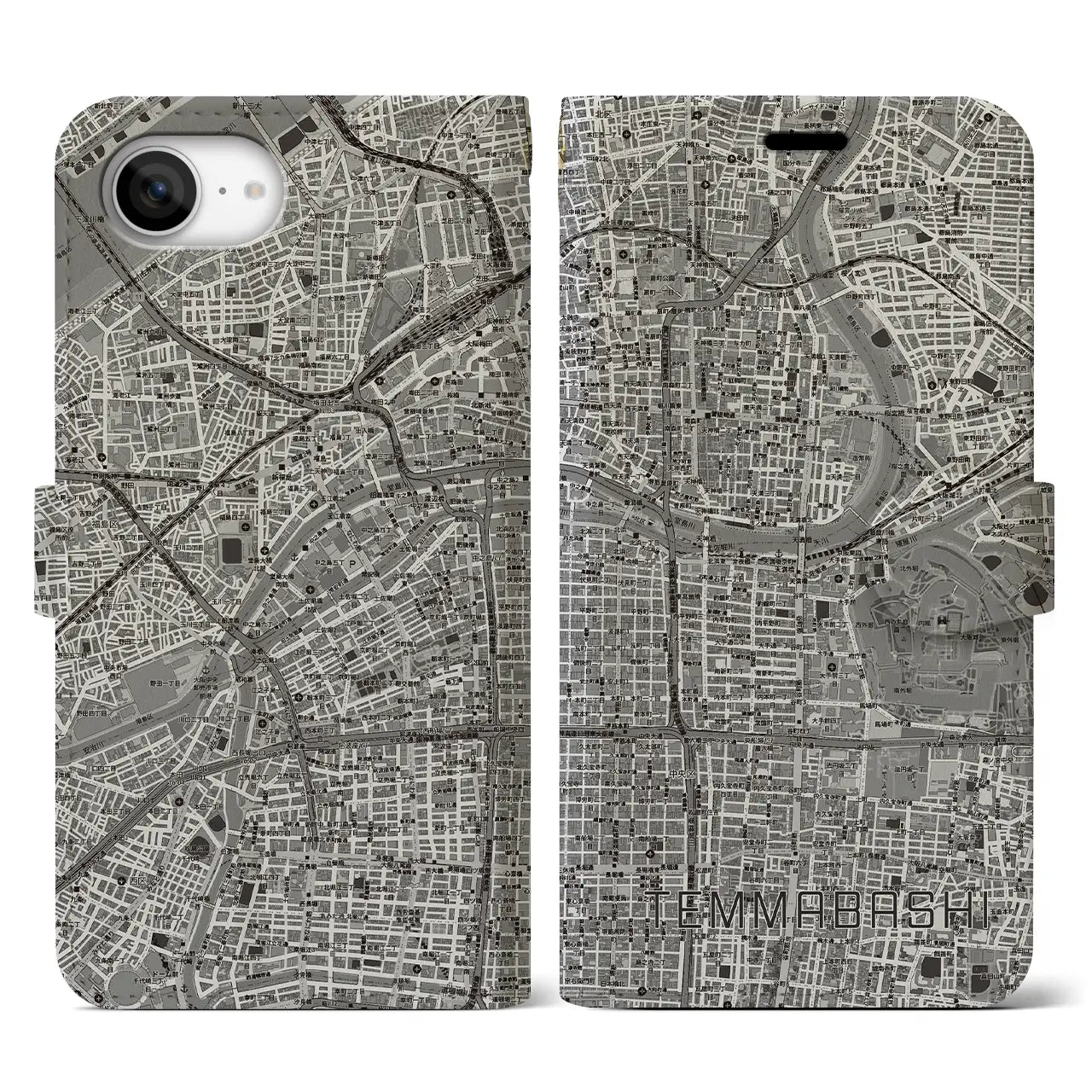 【天満橋(大阪府)】地図柄iPhoneケース(手帳タイプ)