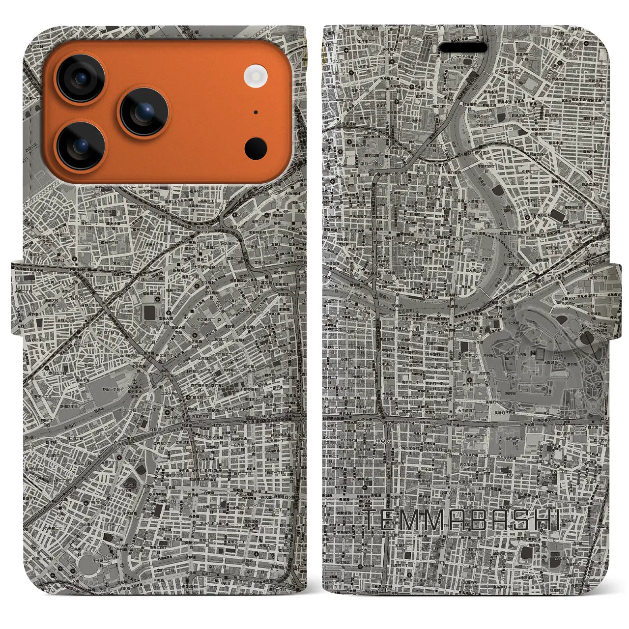 【天満橋(大阪府)】地図柄iPhoneケース(手帳タイプ)