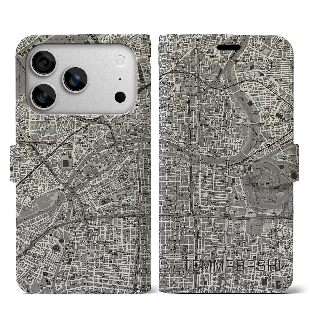 【天満橋(大阪府)】地図柄iPhoneケース(手帳タイプ)