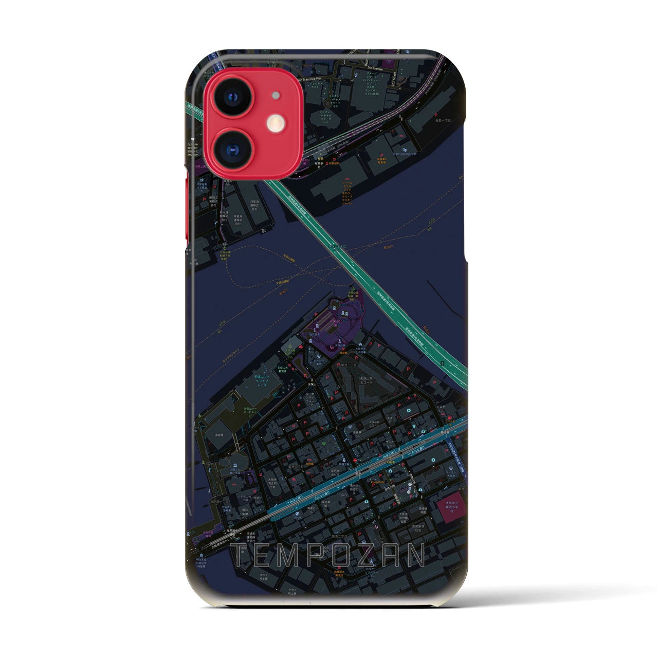 【天保山(大阪府)】地図柄iPhoneケース(バックカバータイプ)
