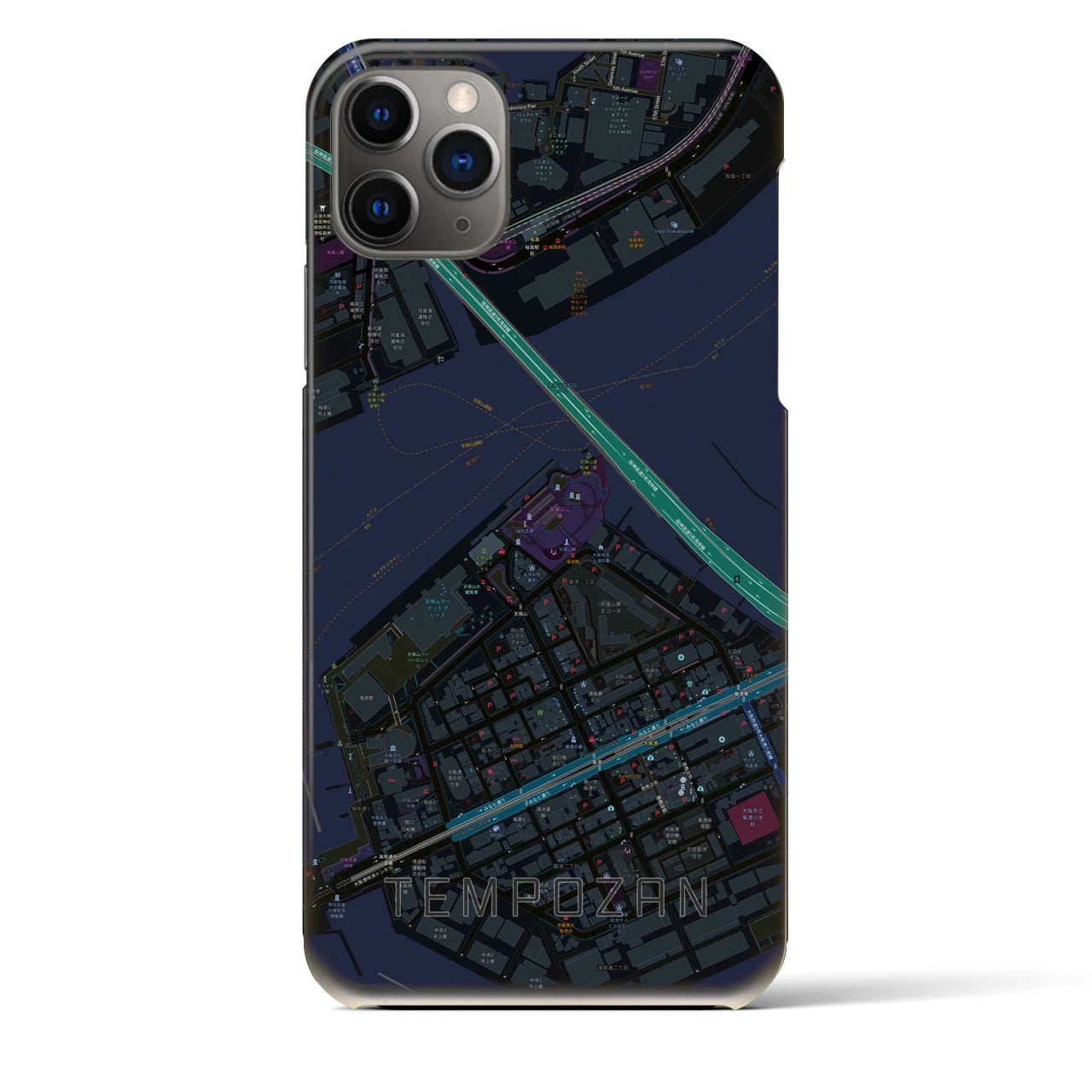 【天保山(大阪府)】地図柄iPhoneケース(バックカバータイプ)