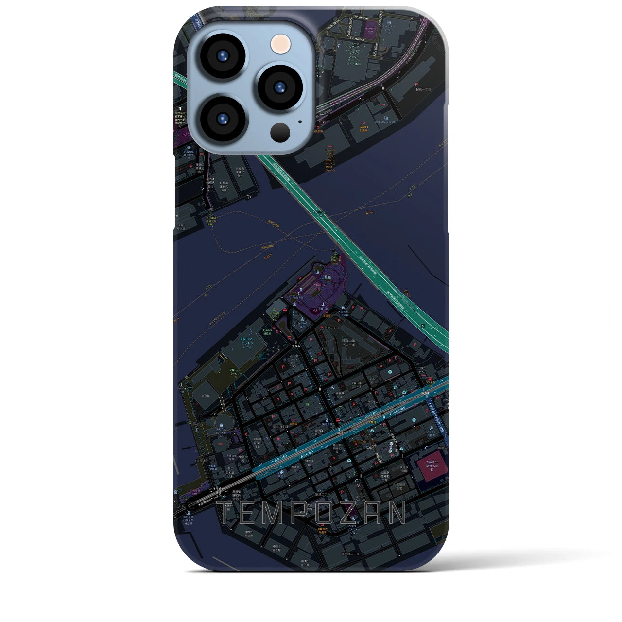 【天保山(大阪府)】地図柄iPhoneケース(バックカバータイプ)