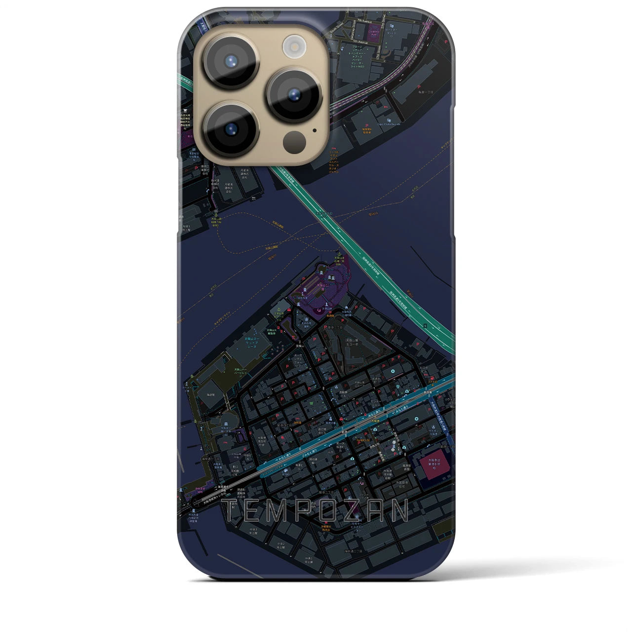 【天保山(大阪府)】地図柄iPhoneケース(バックカバータイプ)