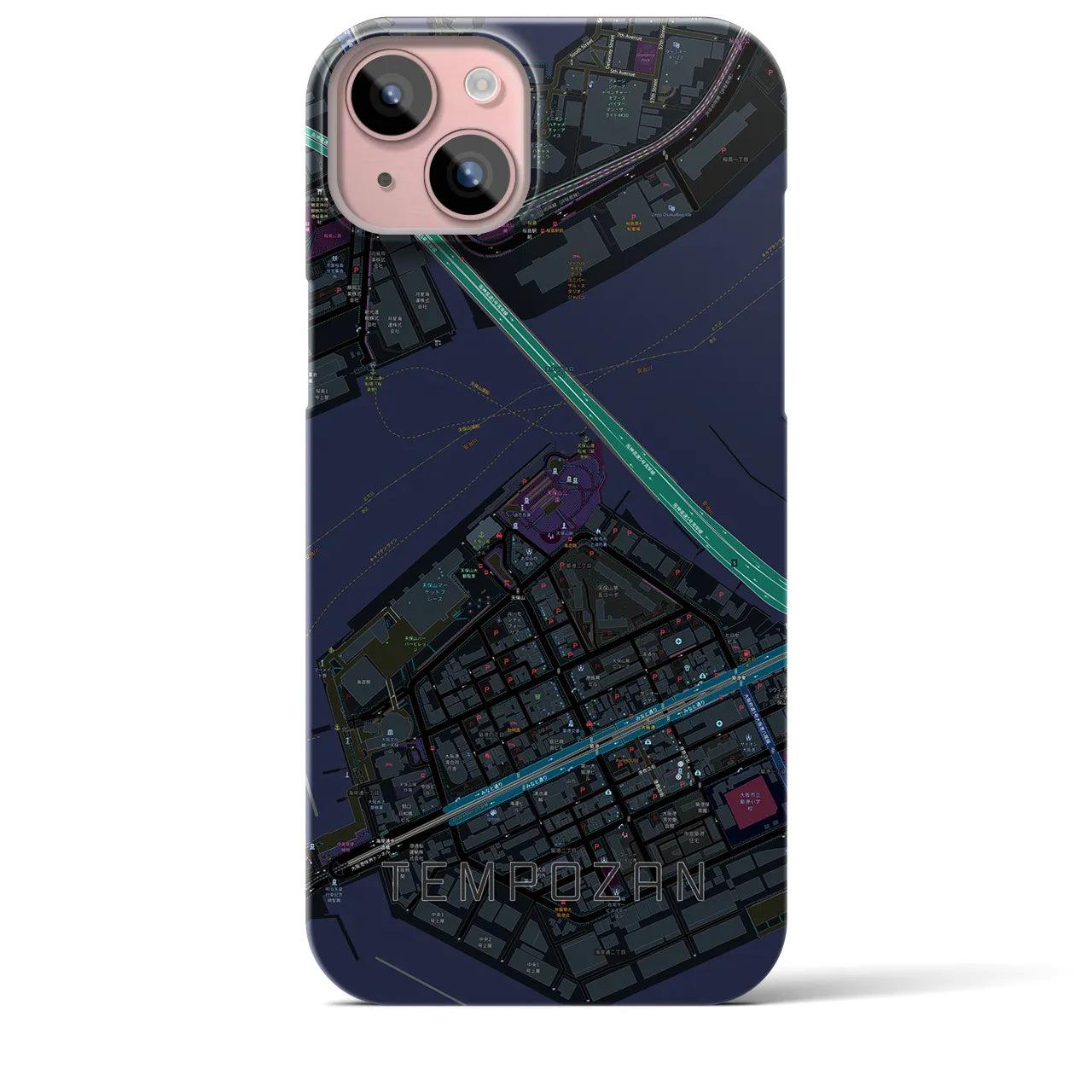 【天保山(大阪府)】地図柄iPhoneケース(バックカバータイプ)