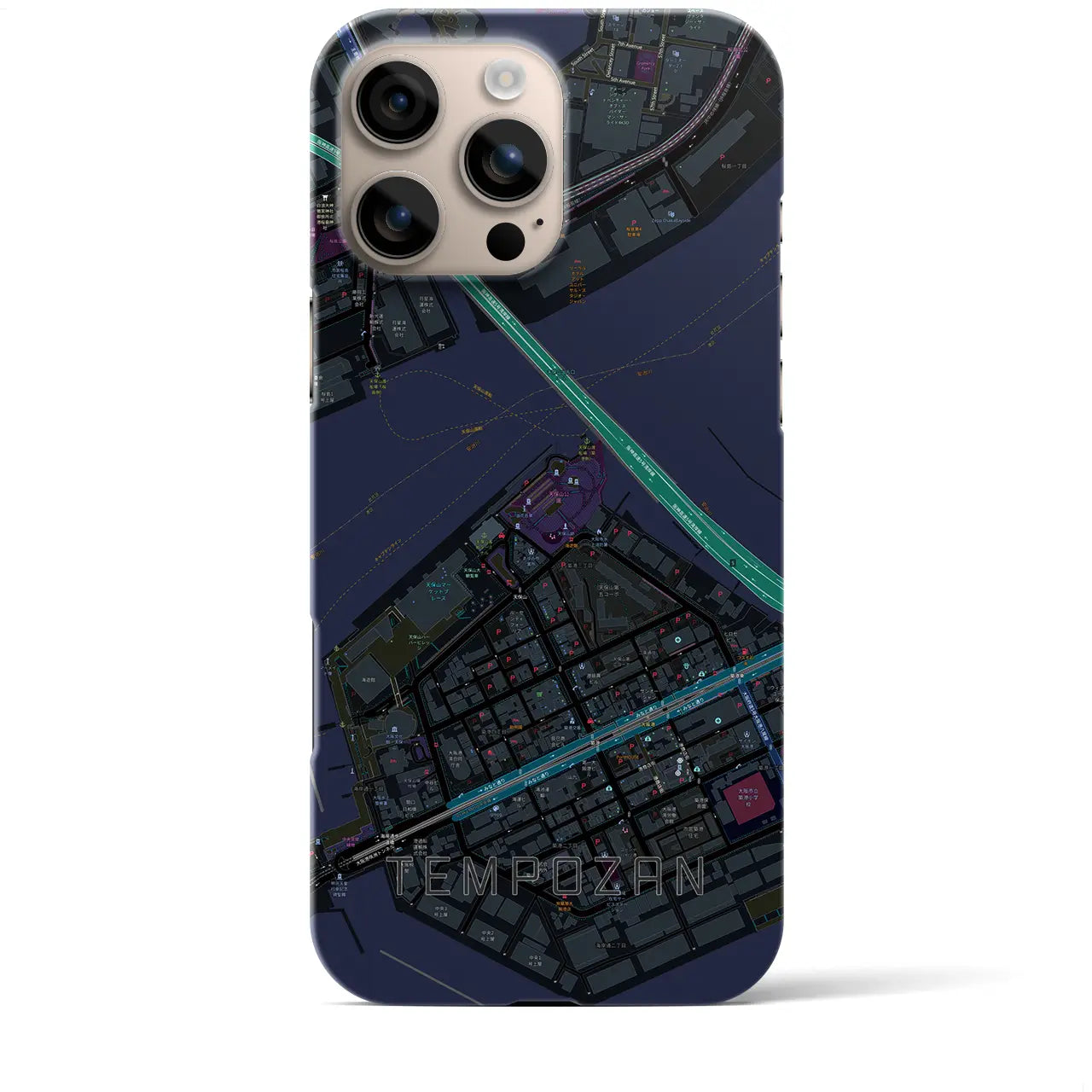 【天保山(大阪府)】地図柄iPhoneケース(バックカバータイプ)