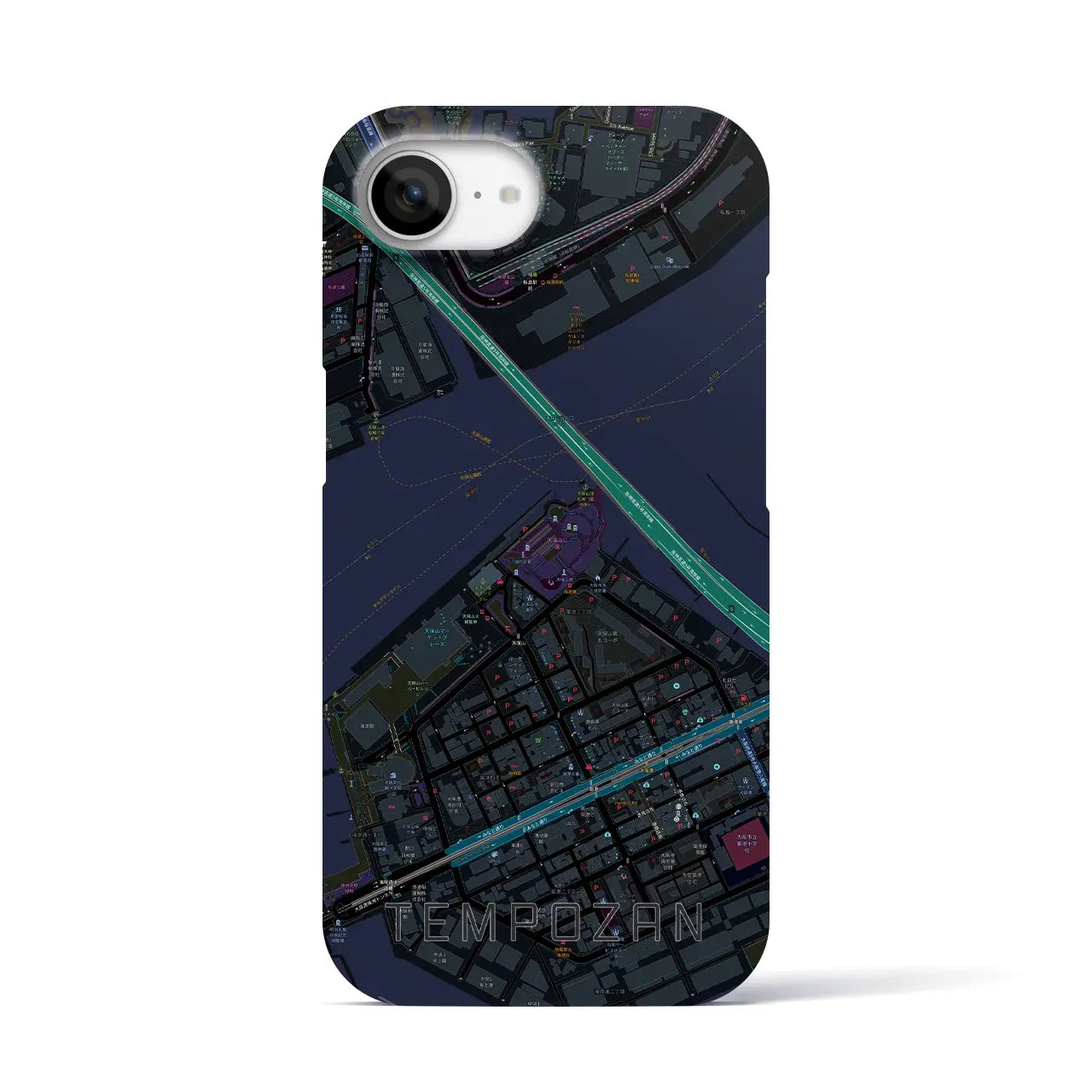 【天保山(大阪府)】地図柄iPhoneケース(バックカバータイプ)