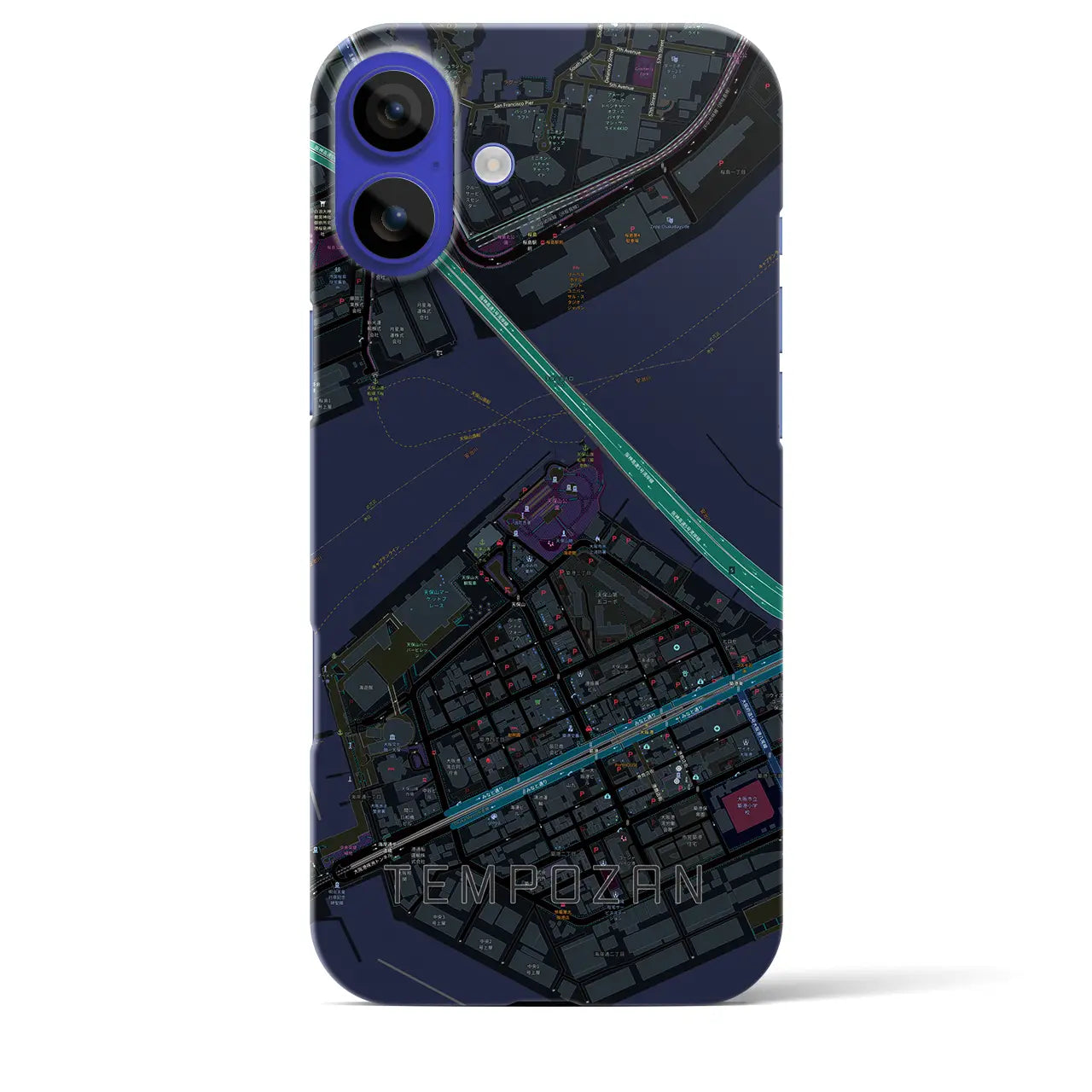 【天保山(大阪府)】地図柄iPhoneケース(バックカバータイプ)