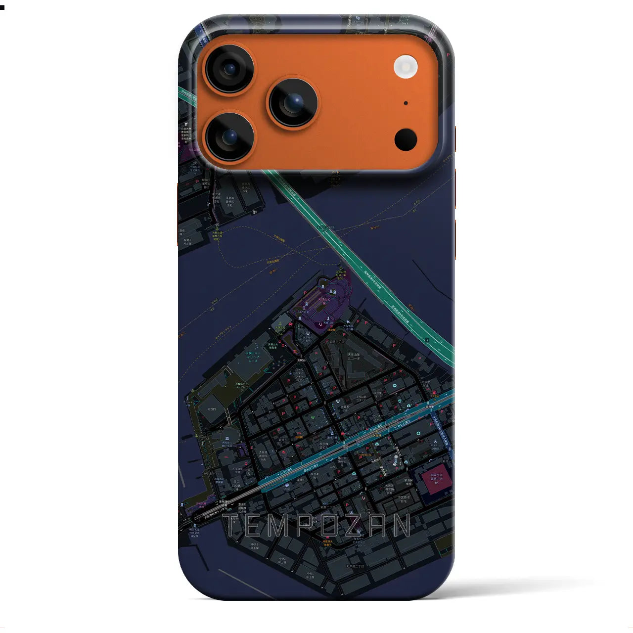 【天保山(大阪府)】地図柄iPhoneケース(バックカバータイプ)