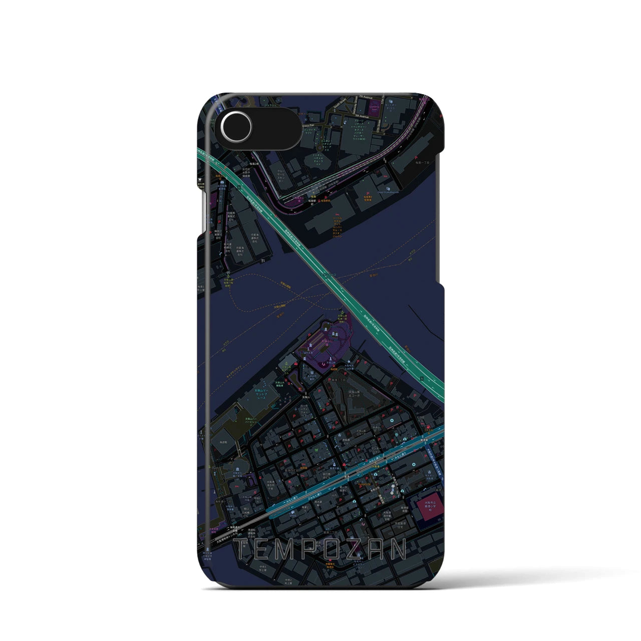 【天保山(大阪府)】地図柄iPhoneケース(バックカバータイプ)