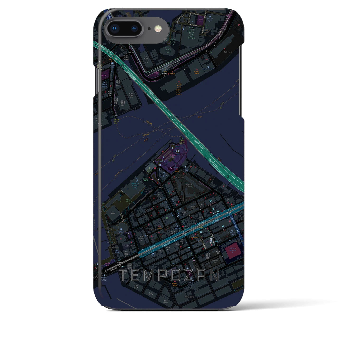 【天保山(大阪府)】地図柄iPhoneケース(バックカバータイプ)