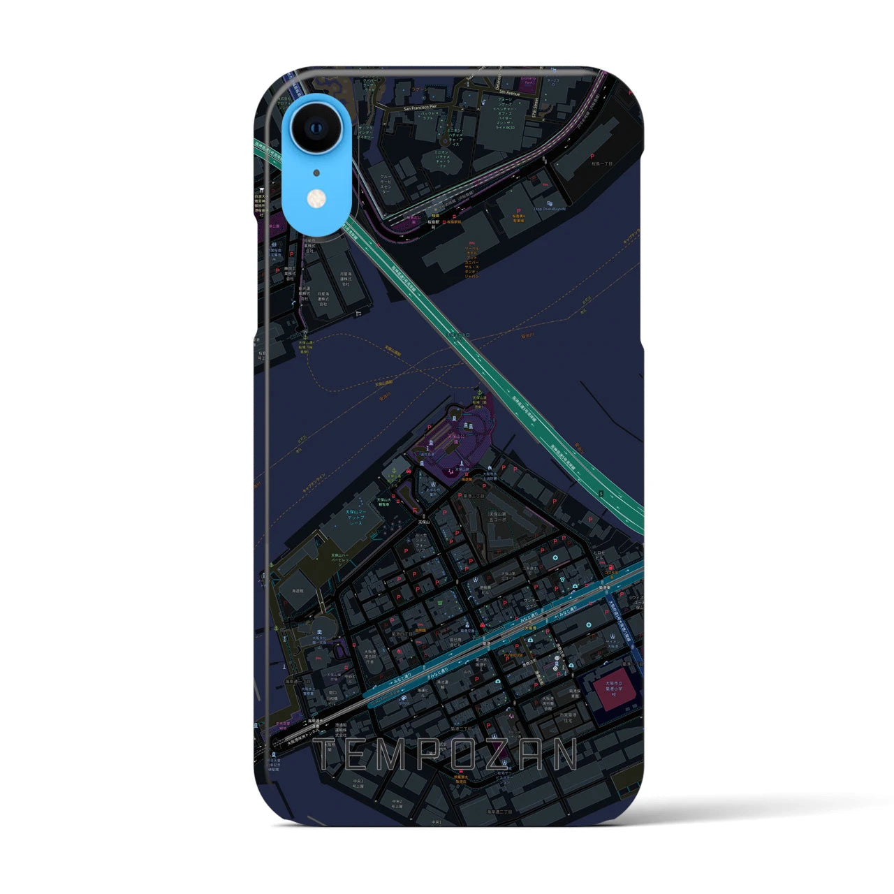 【天保山(大阪府)】地図柄iPhoneケース(バックカバータイプ)
