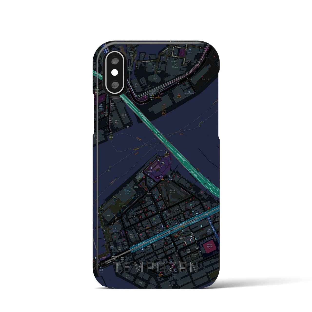 【天保山(大阪府)】地図柄iPhoneケース(バックカバータイプ)