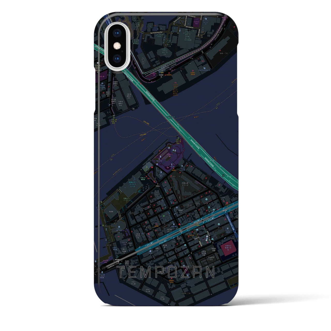 【天保山(大阪府)】地図柄iPhoneケース(バックカバータイプ)
