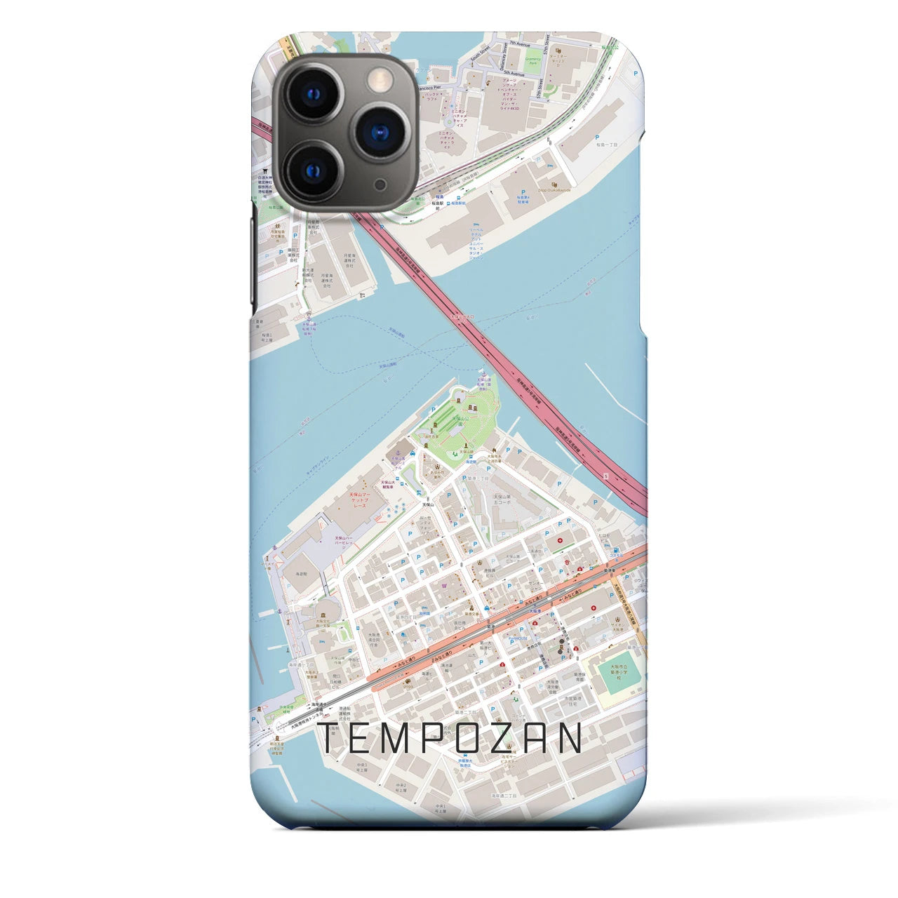 【天保山(大阪府)】地図柄iPhoneケース(バックカバータイプ)