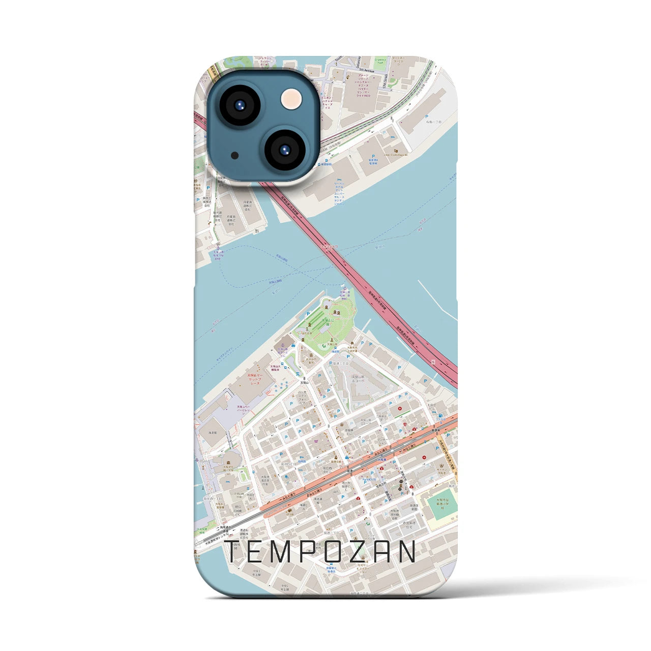 【天保山(大阪府)】地図柄iPhoneケース(バックカバータイプ)