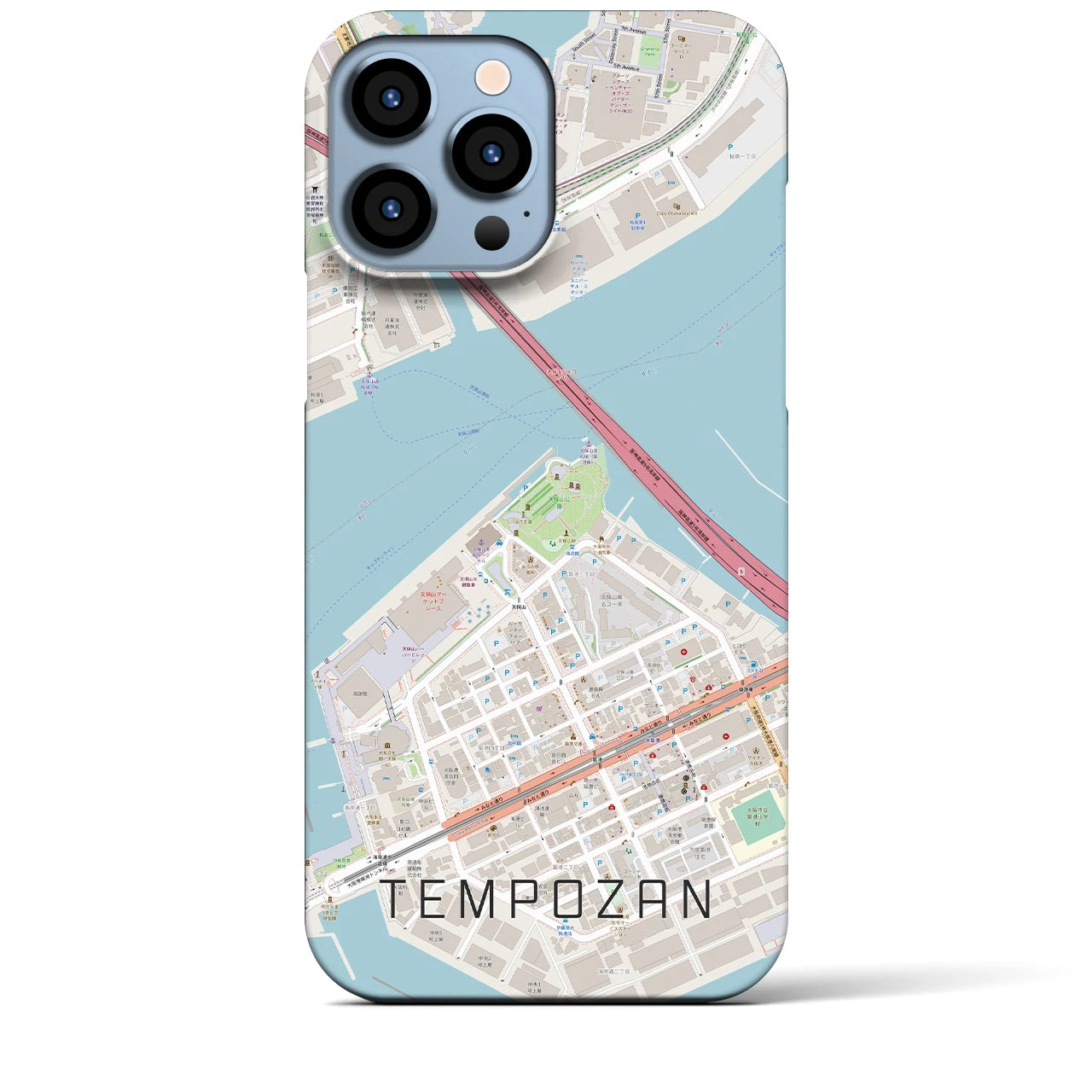 【天保山(大阪府)】地図柄iPhoneケース(バックカバータイプ)