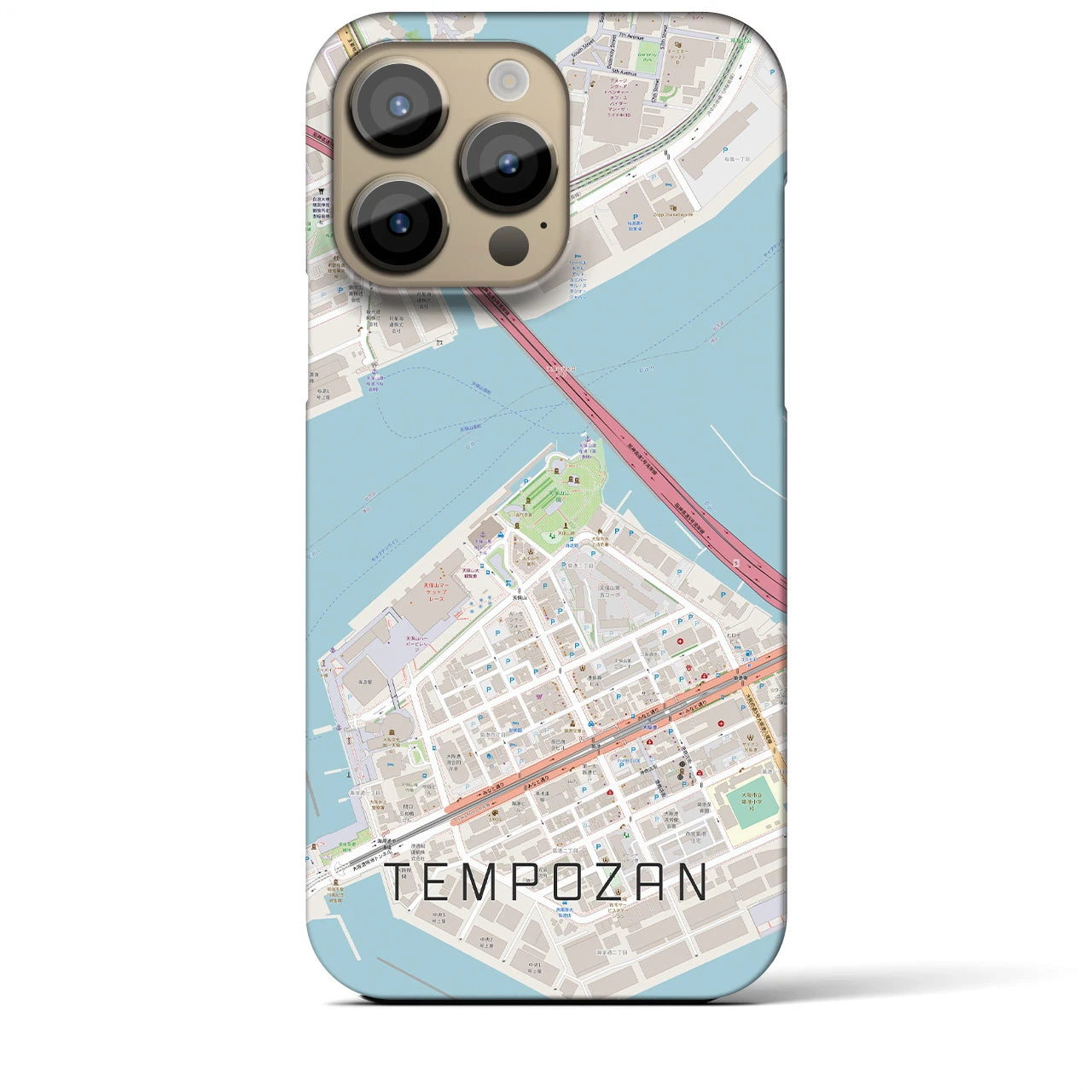 【天保山(大阪府)】地図柄iPhoneケース(バックカバータイプ)