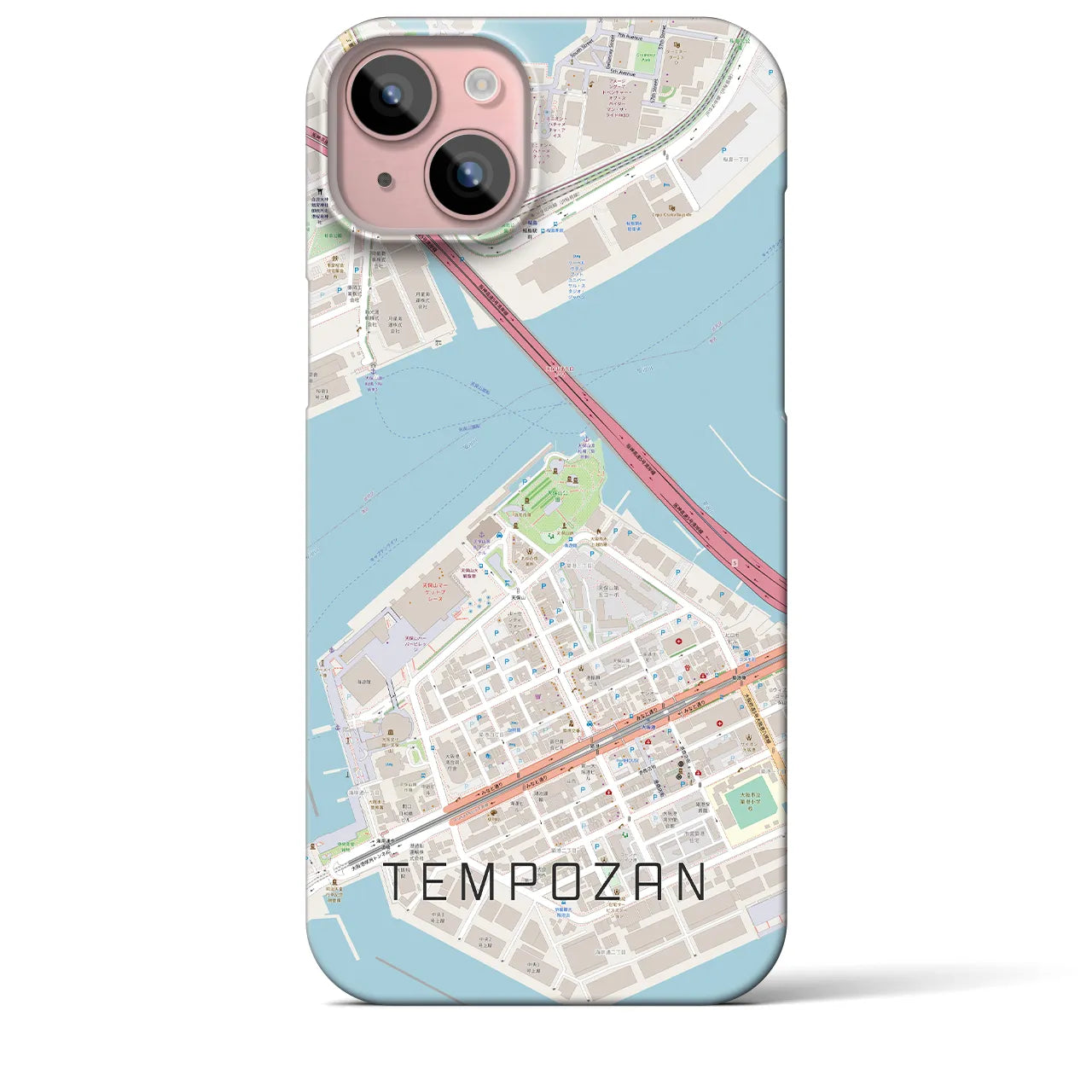 【天保山(大阪府)】地図柄iPhoneケース(バックカバータイプ)