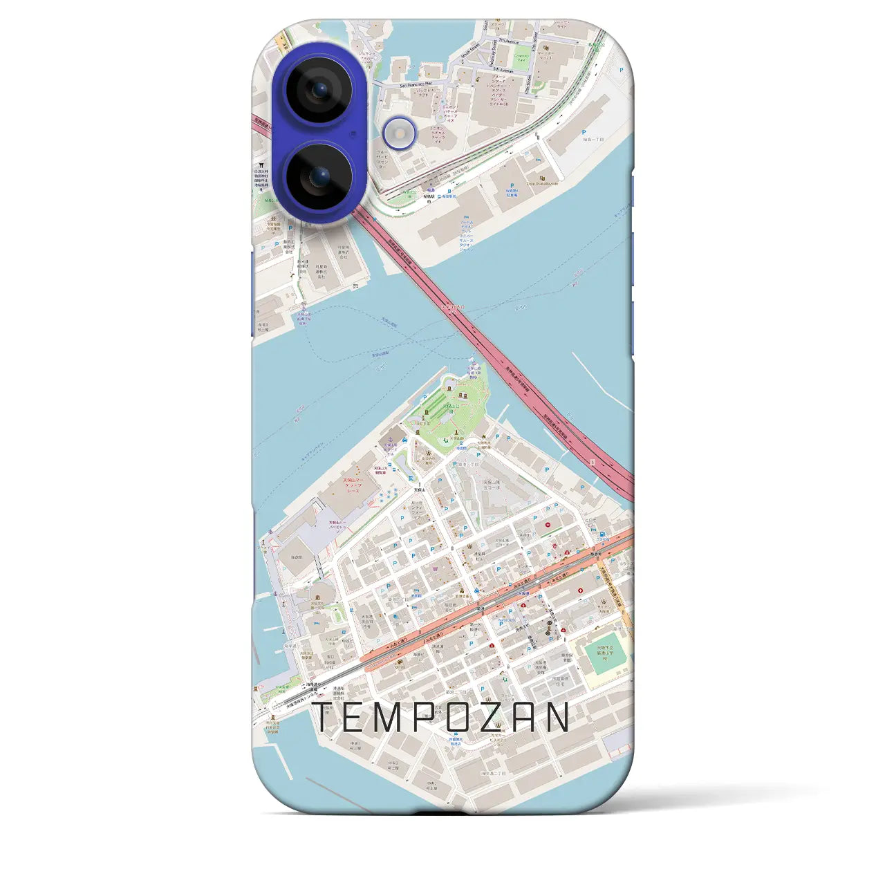 【天保山(大阪府)】地図柄iPhoneケース(バックカバータイプ)