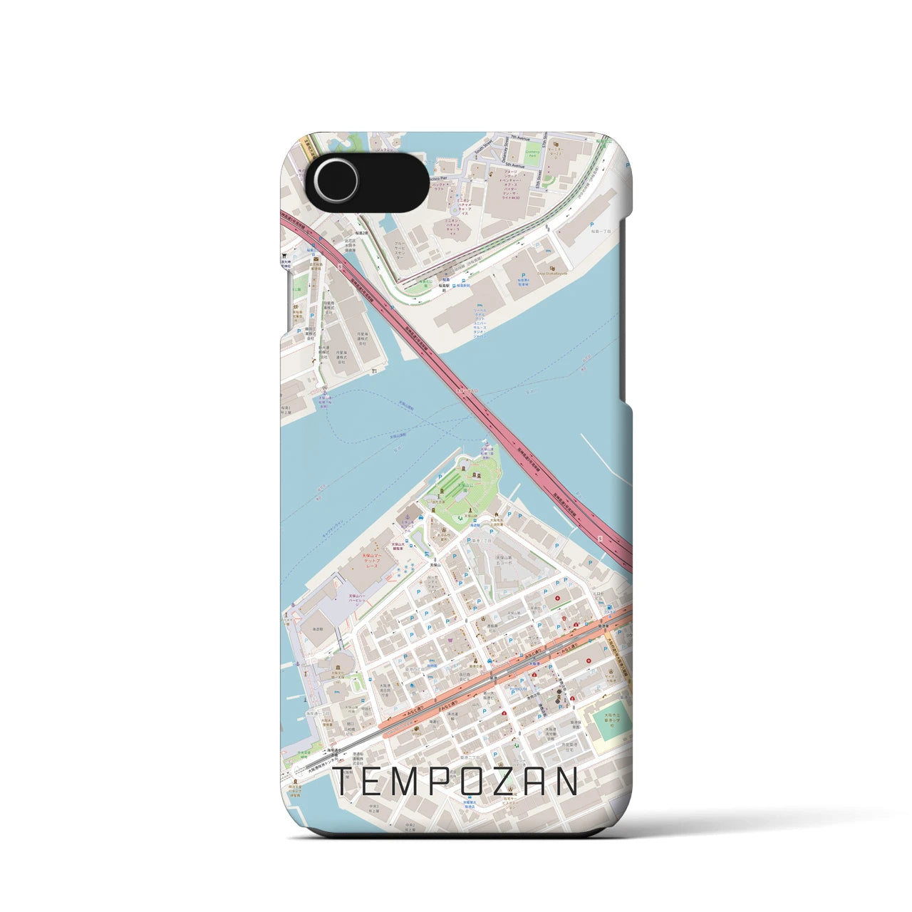 【天保山(大阪府)】地図柄iPhoneケース(バックカバータイプ)