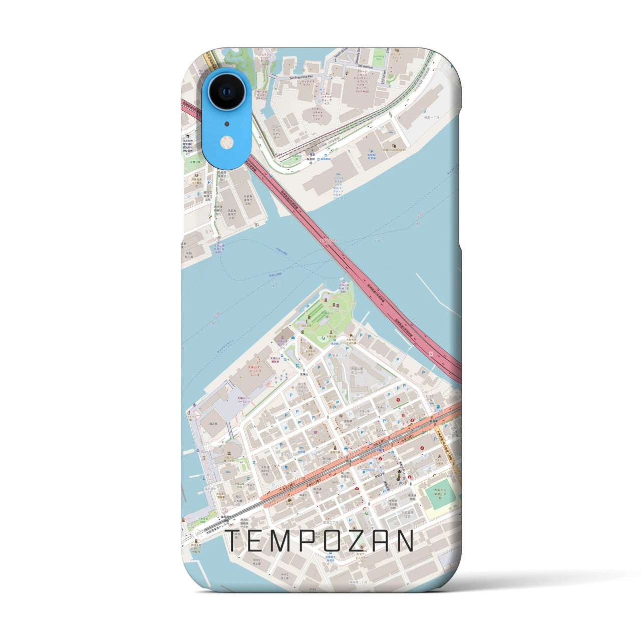 【天保山(大阪府)】地図柄iPhoneケース(バックカバータイプ)