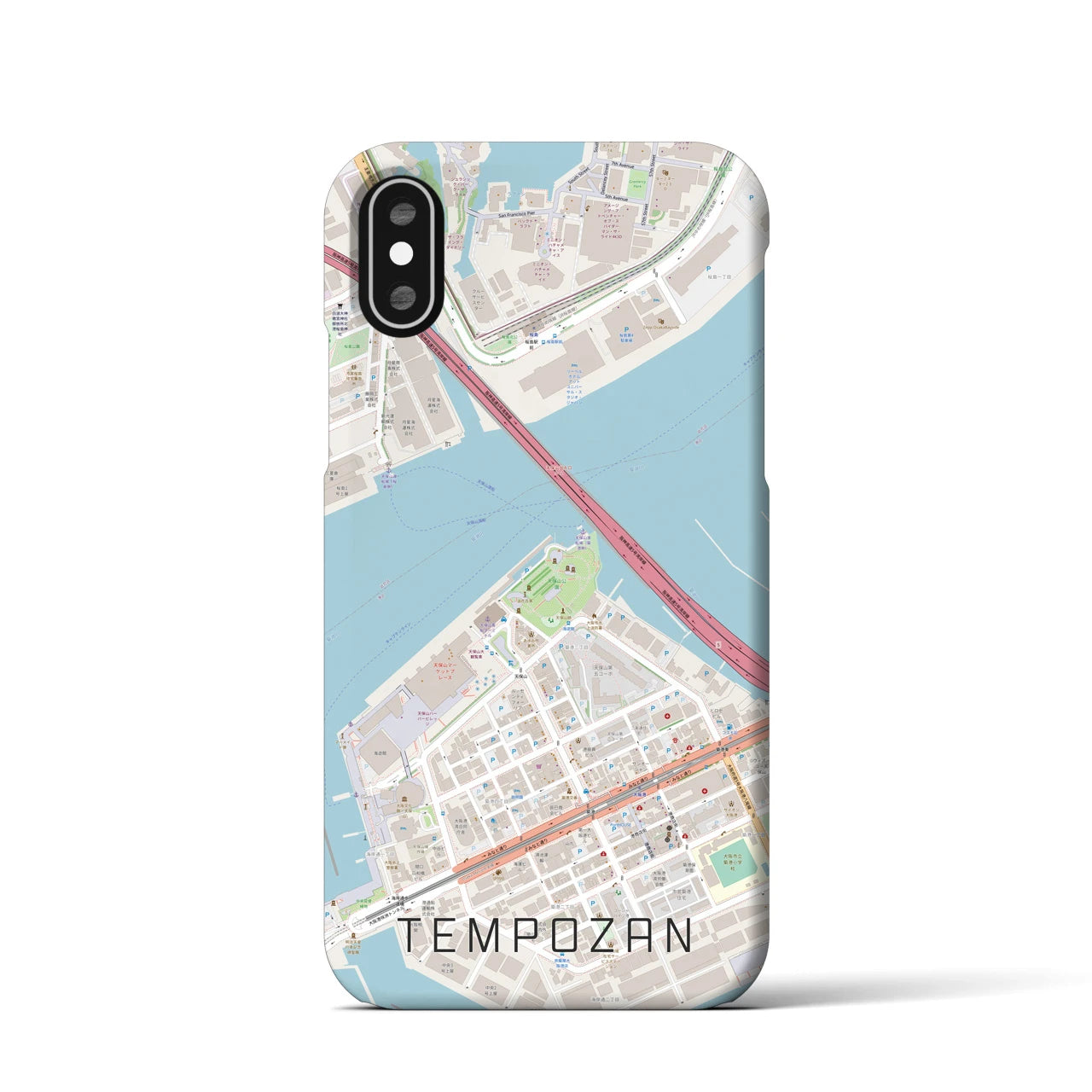 【天保山(大阪府)】地図柄iPhoneケース(バックカバータイプ)
