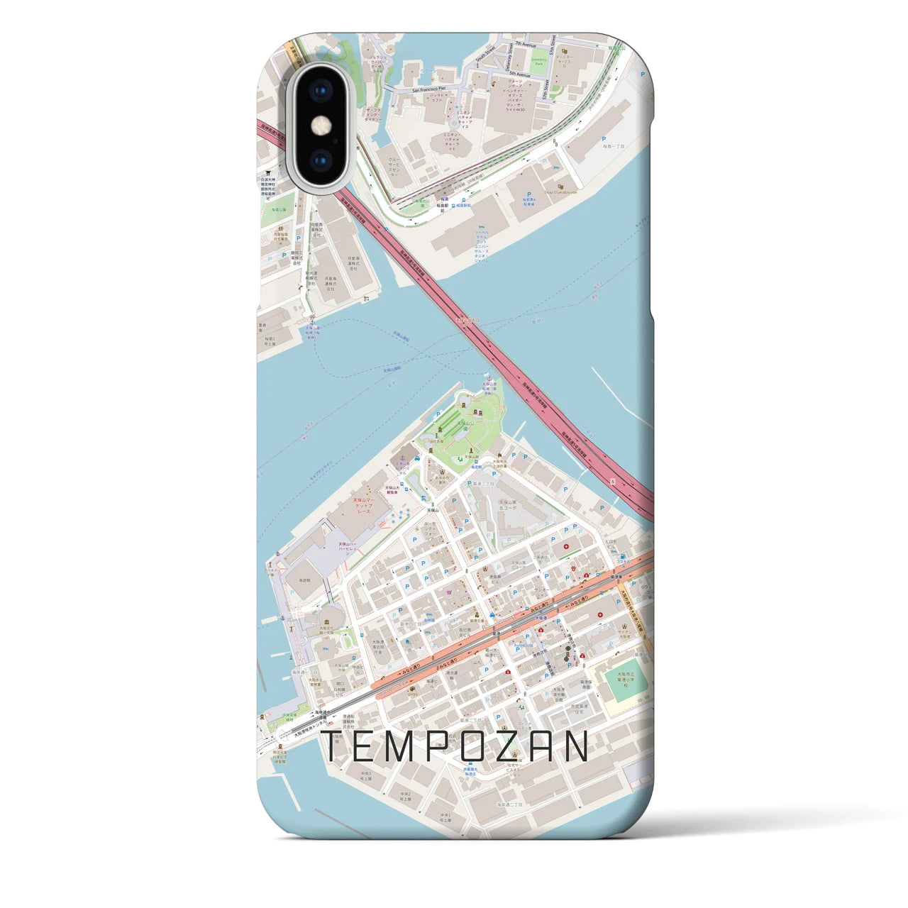 【天保山(大阪府)】地図柄iPhoneケース(バックカバータイプ)