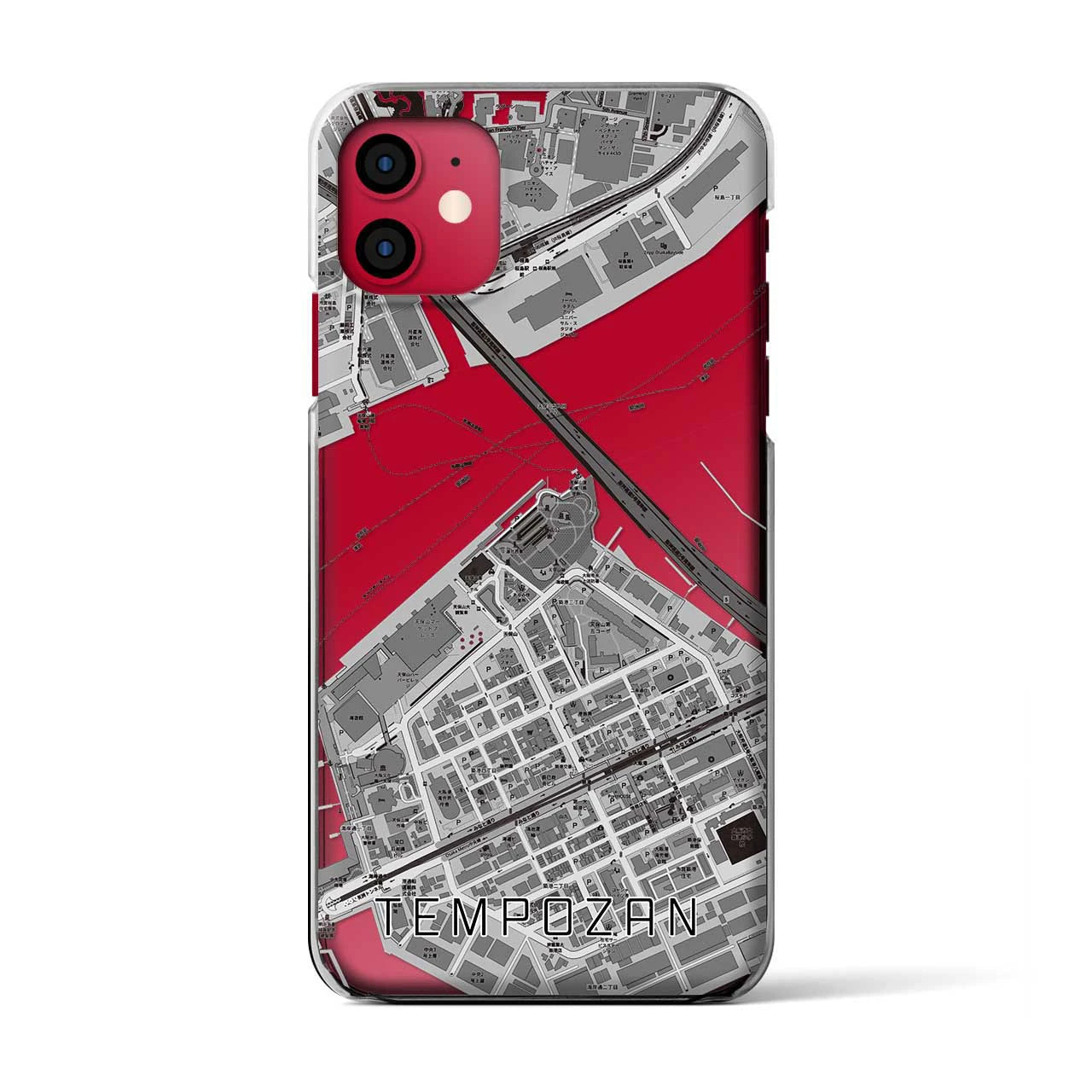【天保山(大阪府)】地図柄iPhoneケース(クリアタイプ)モノトーン・iPhone 11 用