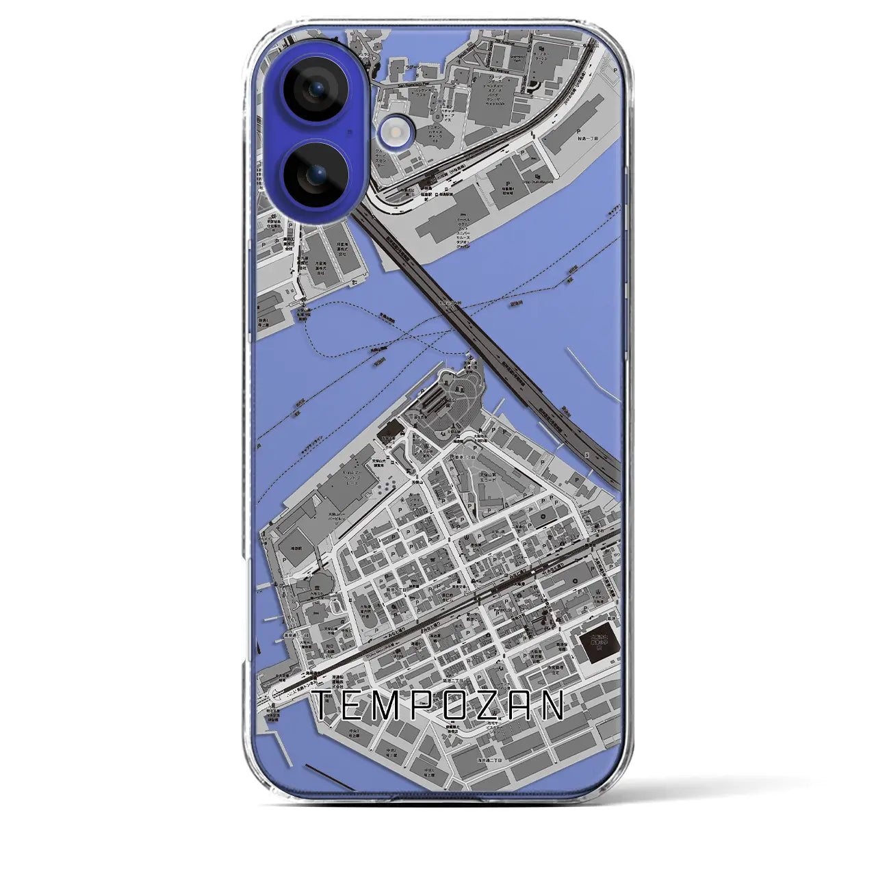 【天保山(大阪府)】地図柄iPhoneケース(クリアタイプ)モノトーン・iPhone 16 Pro Max 用