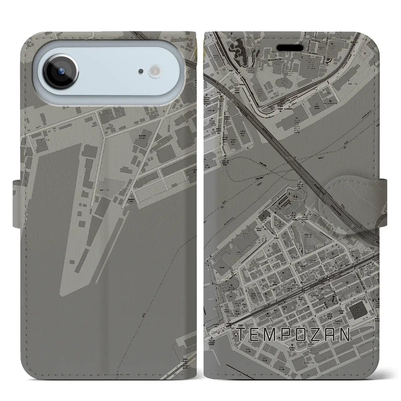 【天保山(大阪府)】地図柄iPhoneケース(手帳タイプ)