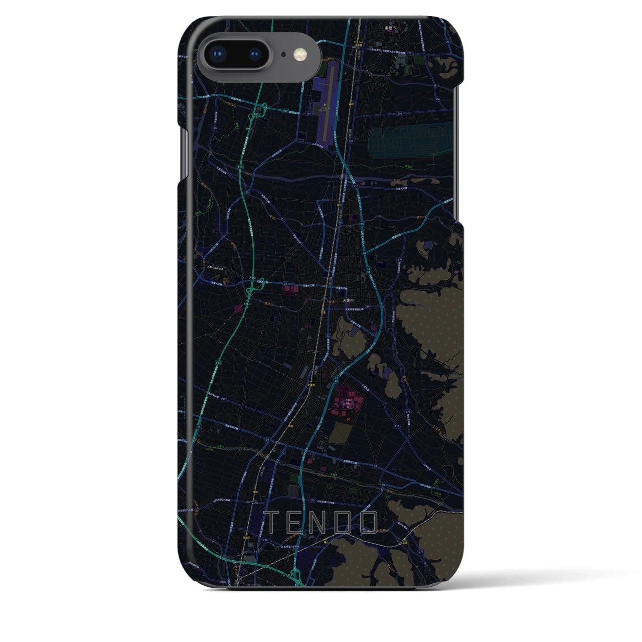 【天童(山形県)】地図柄iPhoneケース(バックカバータイプ)