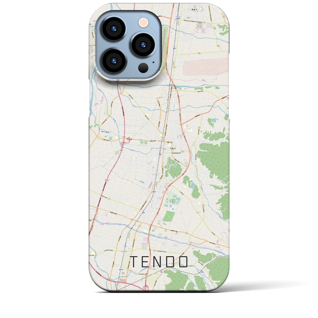 【天童(山形県)】地図柄iPhoneケース(バックカバータイプ)