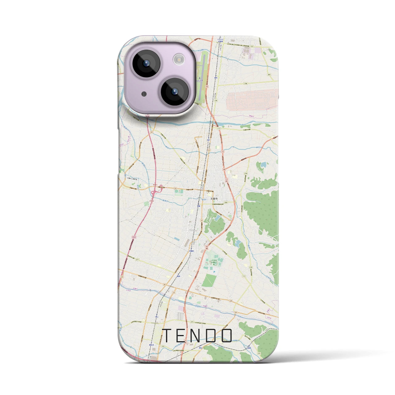 【天童(山形県)】地図柄iPhoneケース(バックカバータイプ)