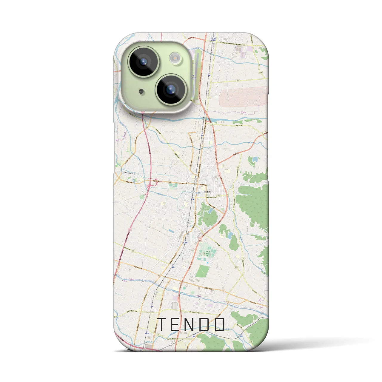 【天童(山形県)】地図柄iPhoneケース(バックカバータイプ)